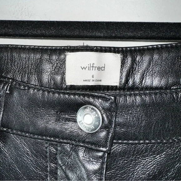 Aritzia Wilfred Faux Leather High Rise Straight Leg Black Women’s Pants Size 6 - Picture 3 of 5